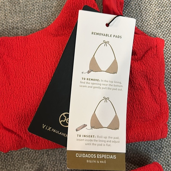 ViX Firenze Zuri Top and Bela Hot Pants Bottom Bikini Set in Red Top M Bottom S - Picture 10 of 16